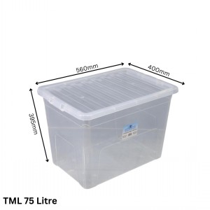 TML Clear Plastic Storage Box & Lid Size 10 (75 Litre)